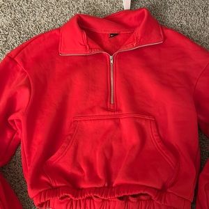 SHEIN red long sleeve half zip up